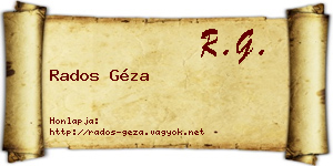 Rados Géza névjegykártya